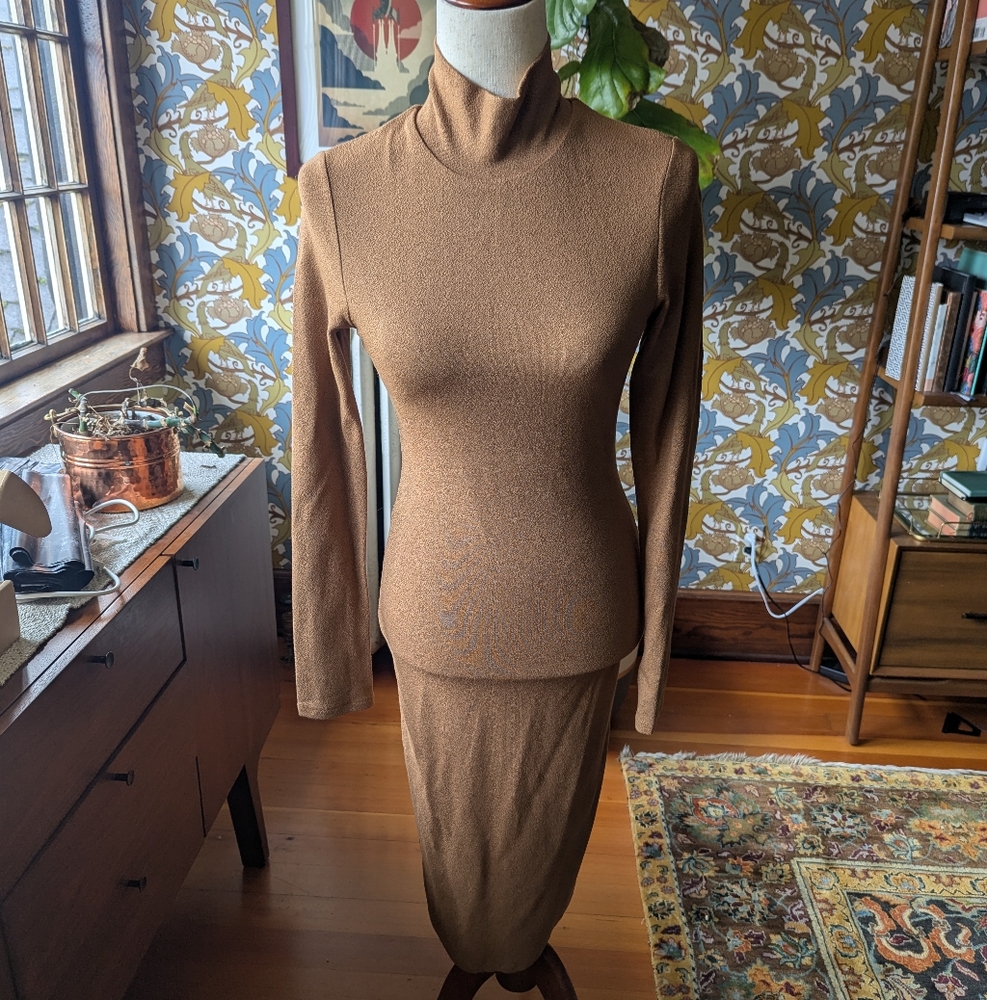 Caramel, Long Sleeve Turtleneck Dress A+O